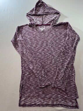 Aeropostale women's marled knit hoodie burgundy silhouette fit lightweight XS